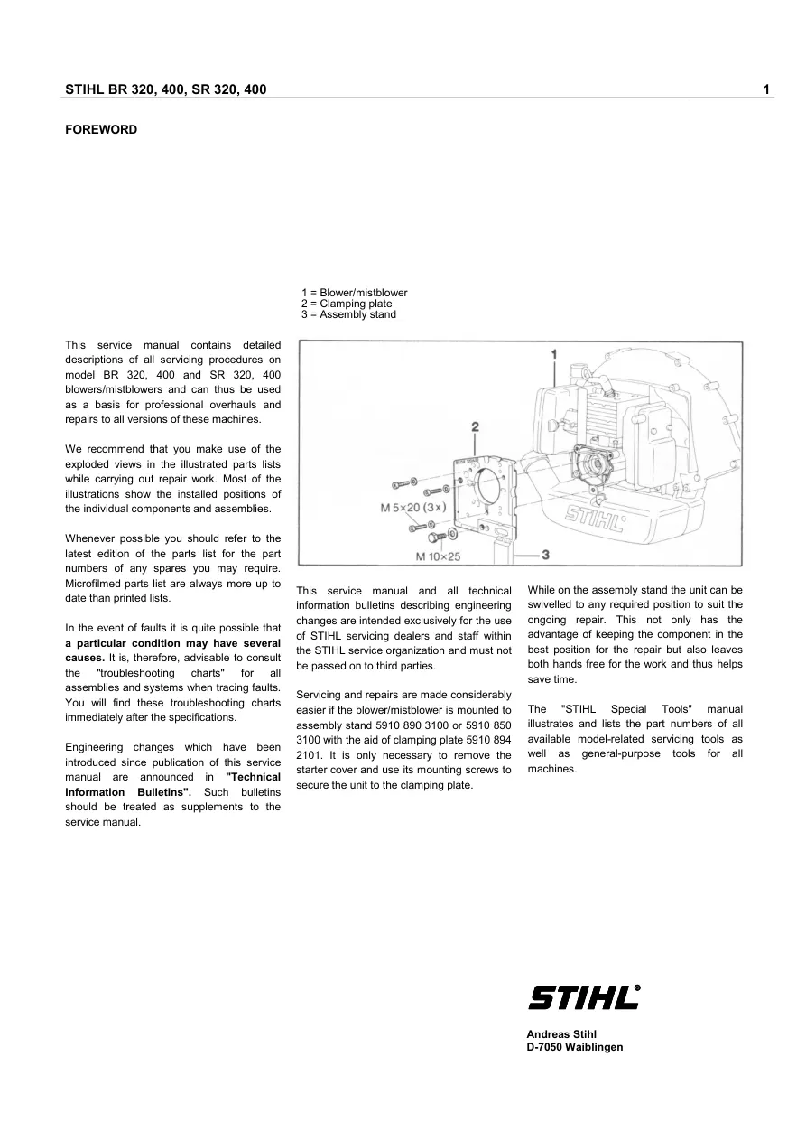 Stihl SR 430 Machine Service & Repair Manual preview page 1