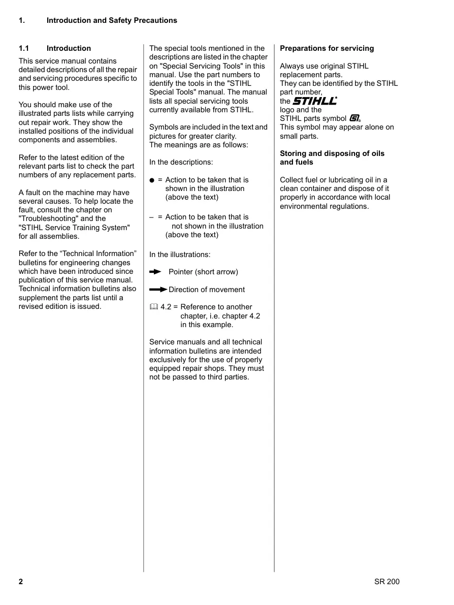 Stihl SR200 backpack sprayer Service & Repair Manual preview page 3