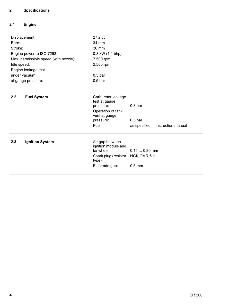 Stihl SR200 backpack sprayer Service & Repair Manual preview page 5