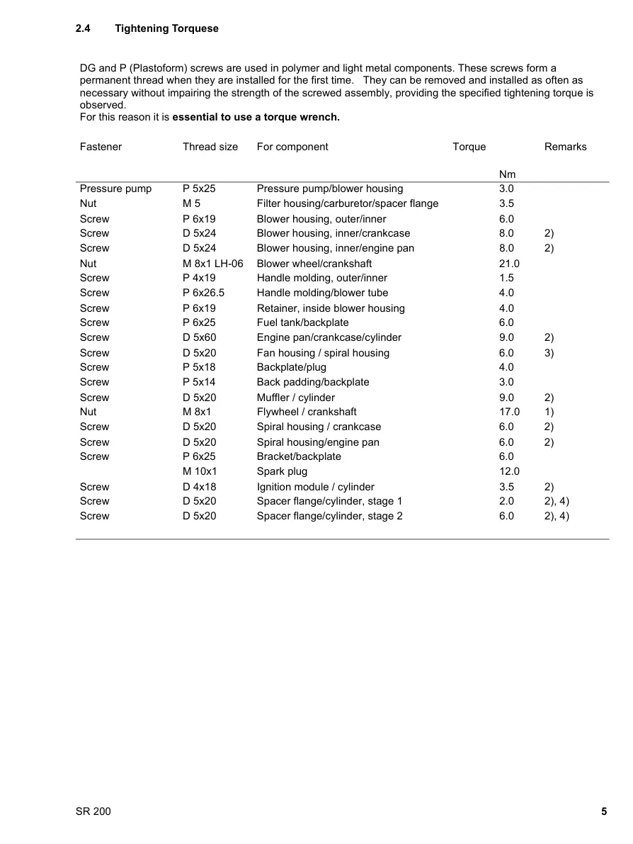 Stihl SR200 backpack sprayer Service & Repair Manual preview page 6