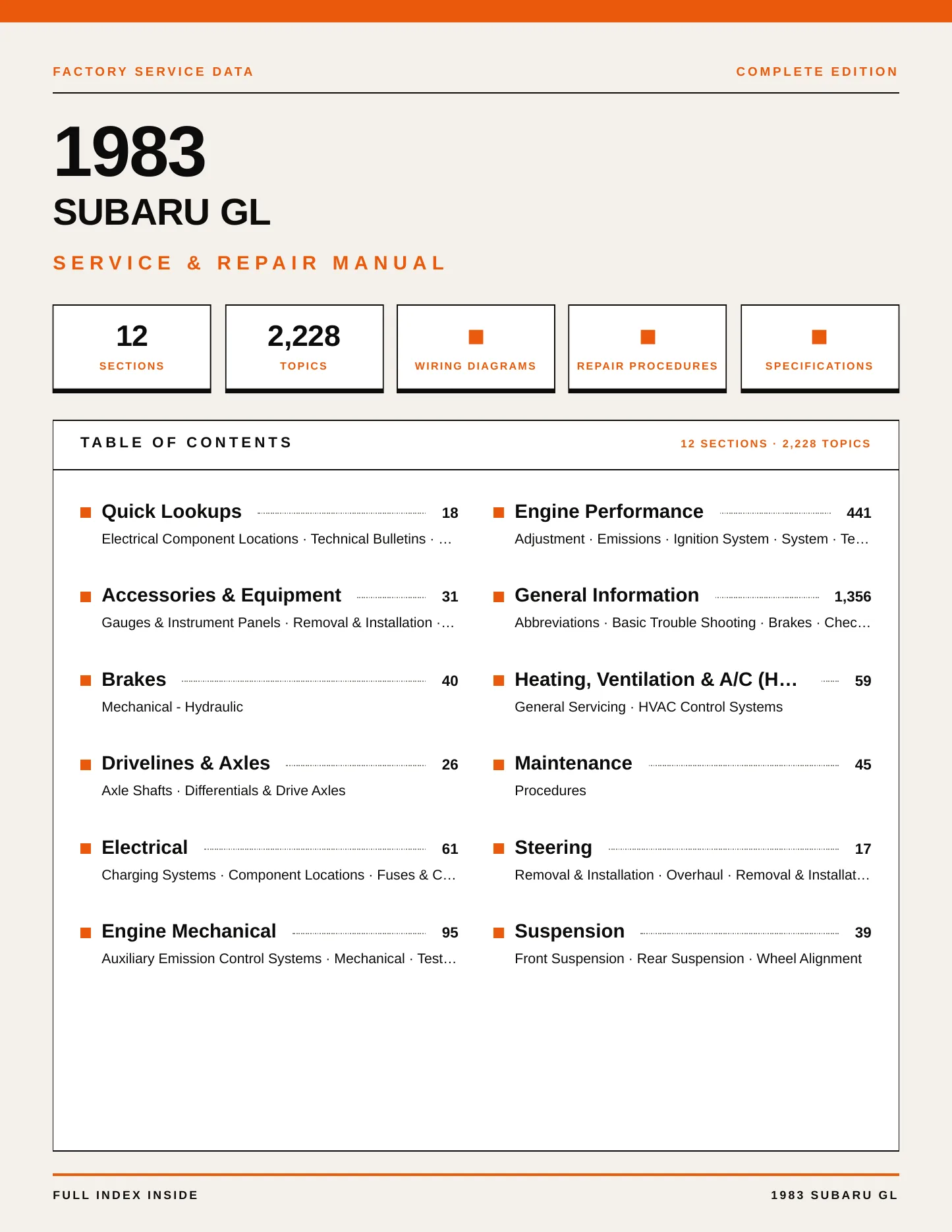 1983 Subaru GL service manual page 1
