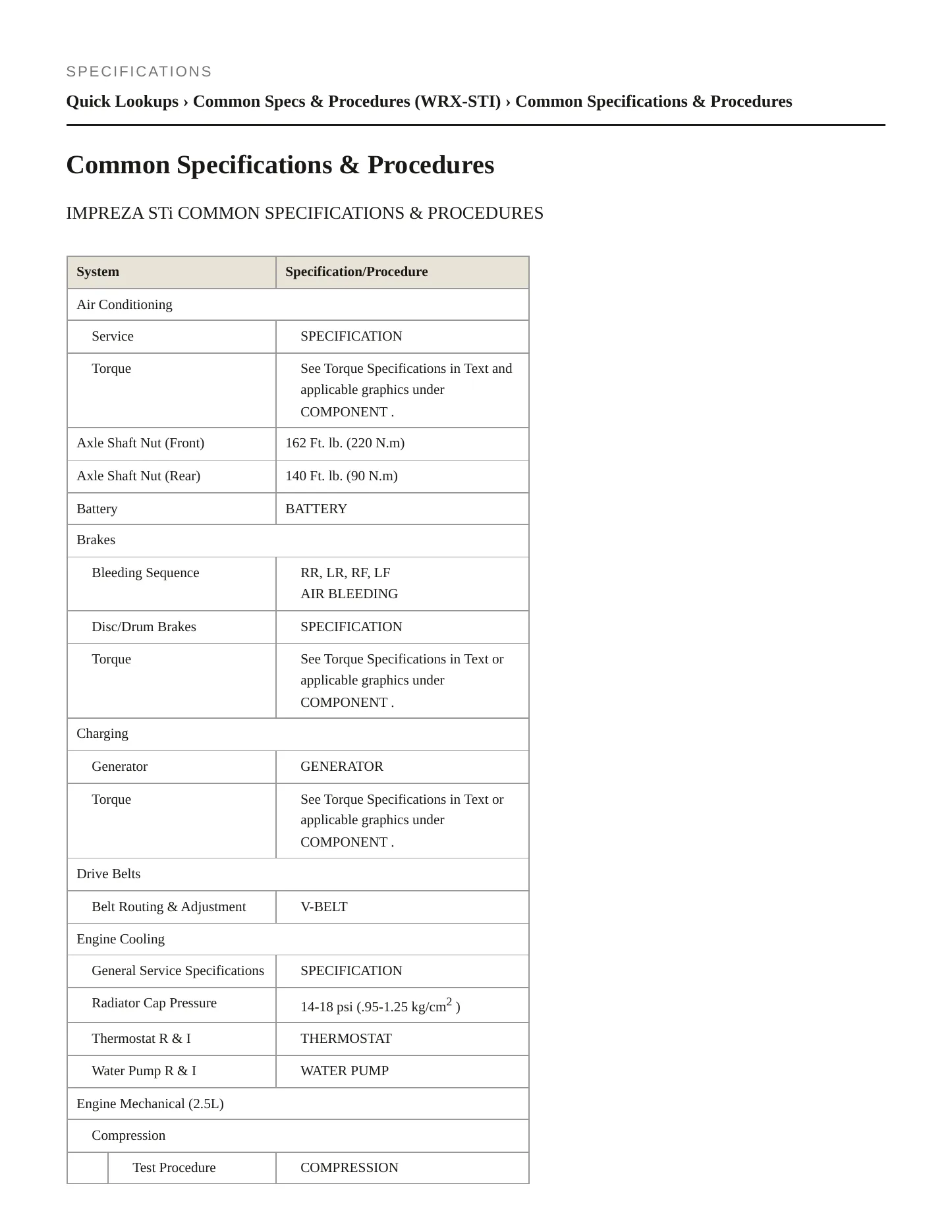 2012 Subaru WRX Service and Repair Manual preview page 2