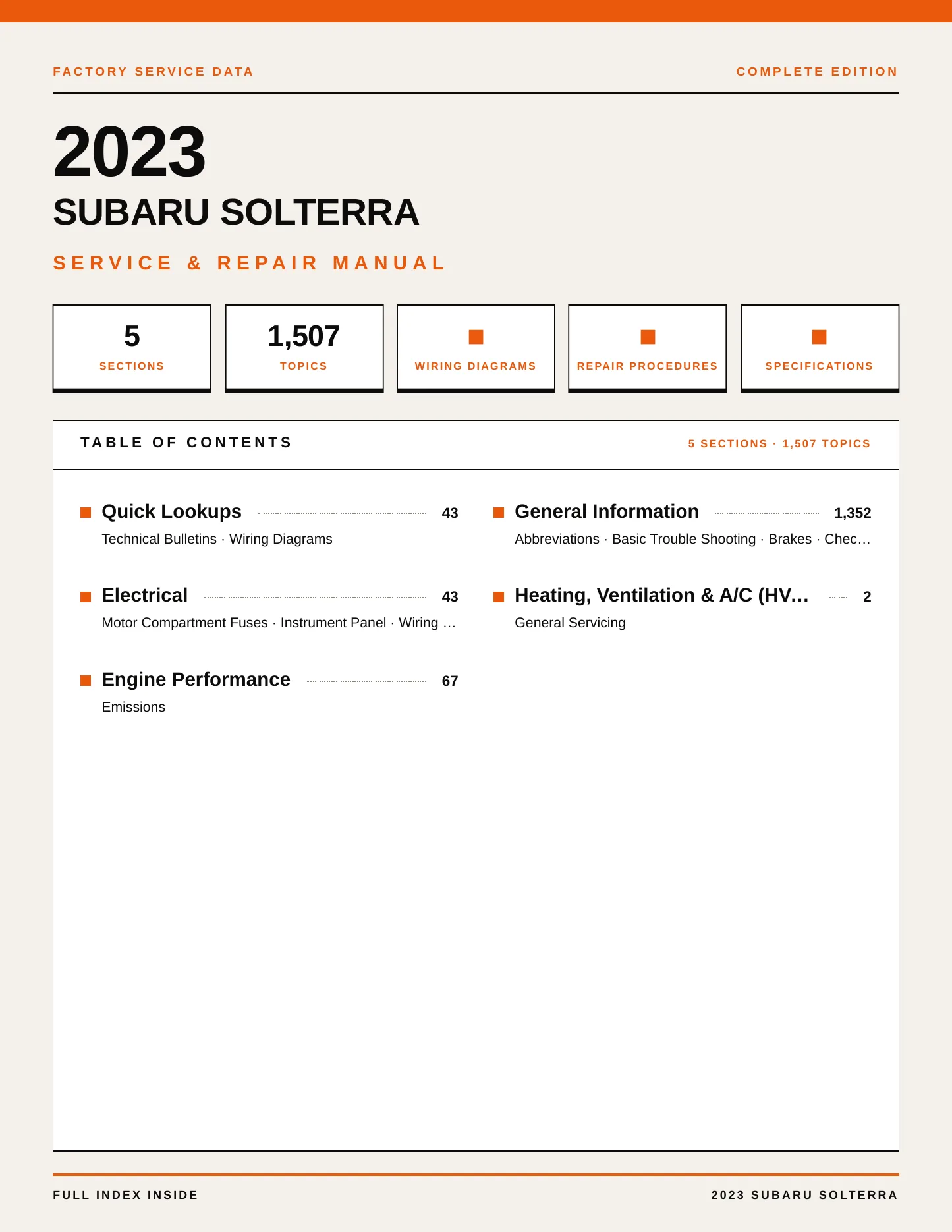 2023 Subaru Solterra service manual page 1