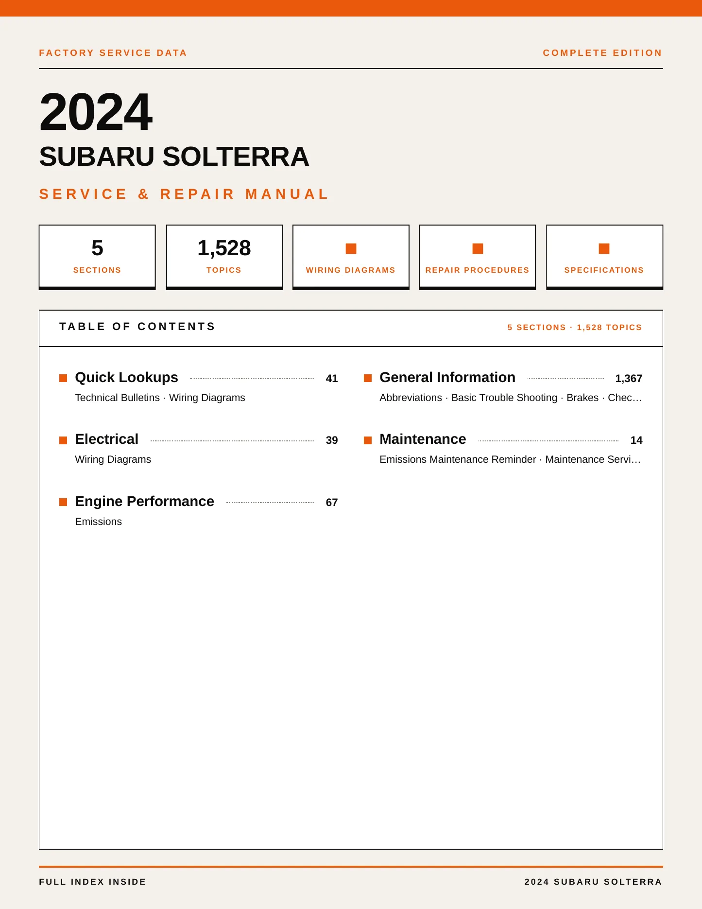 2024 Subaru Solterra service manual page 1