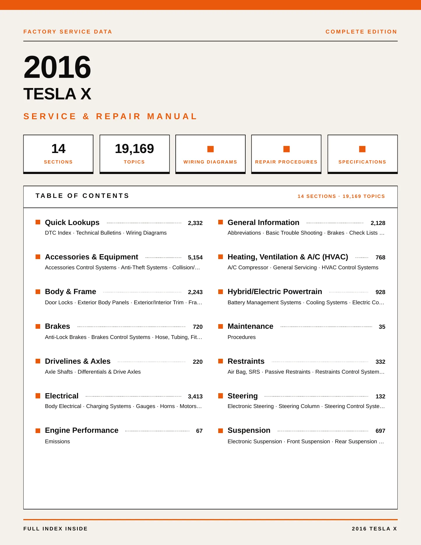 2016 Tesla X Service and Repair Manual preview page 1