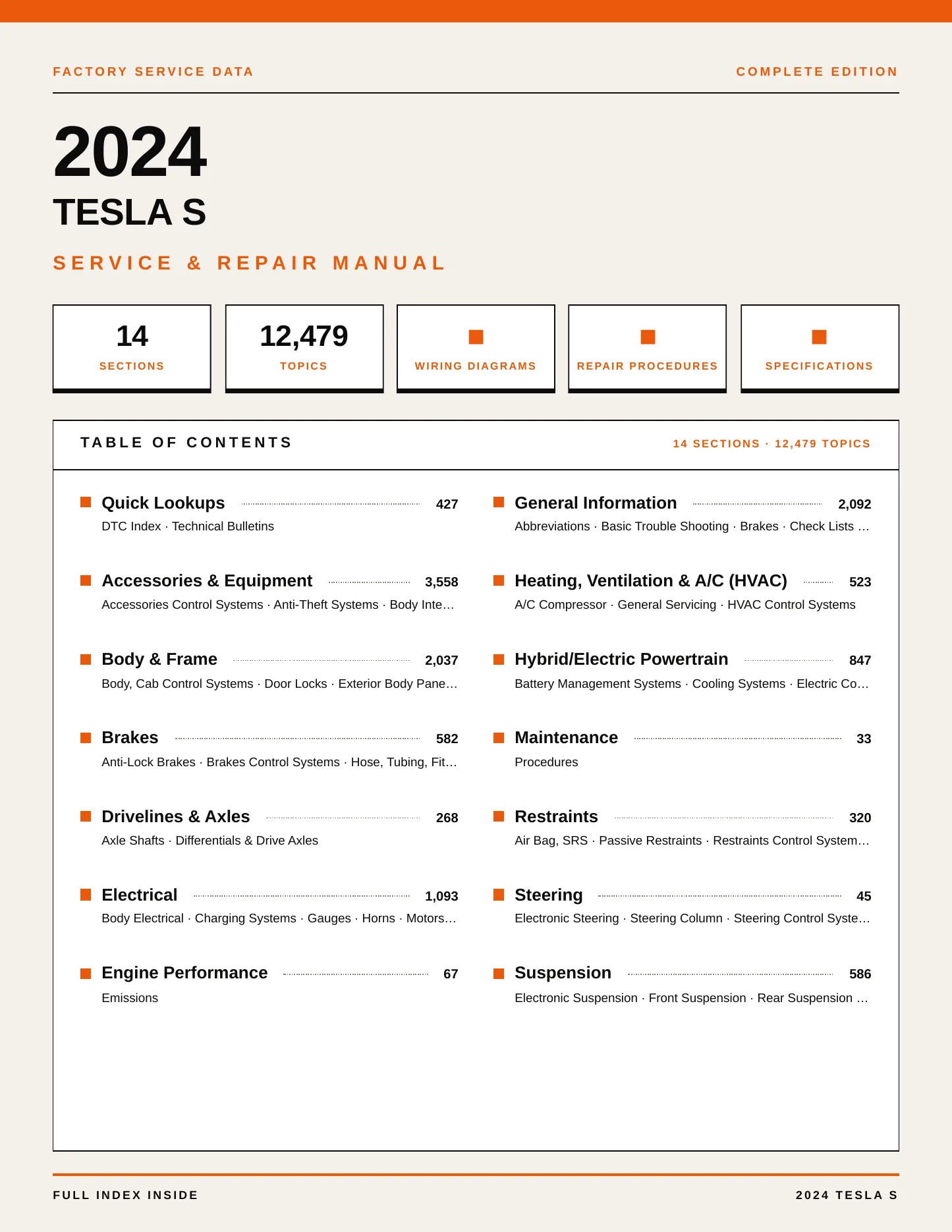 2024 Tesla S Service and Repair Manual preview page 1