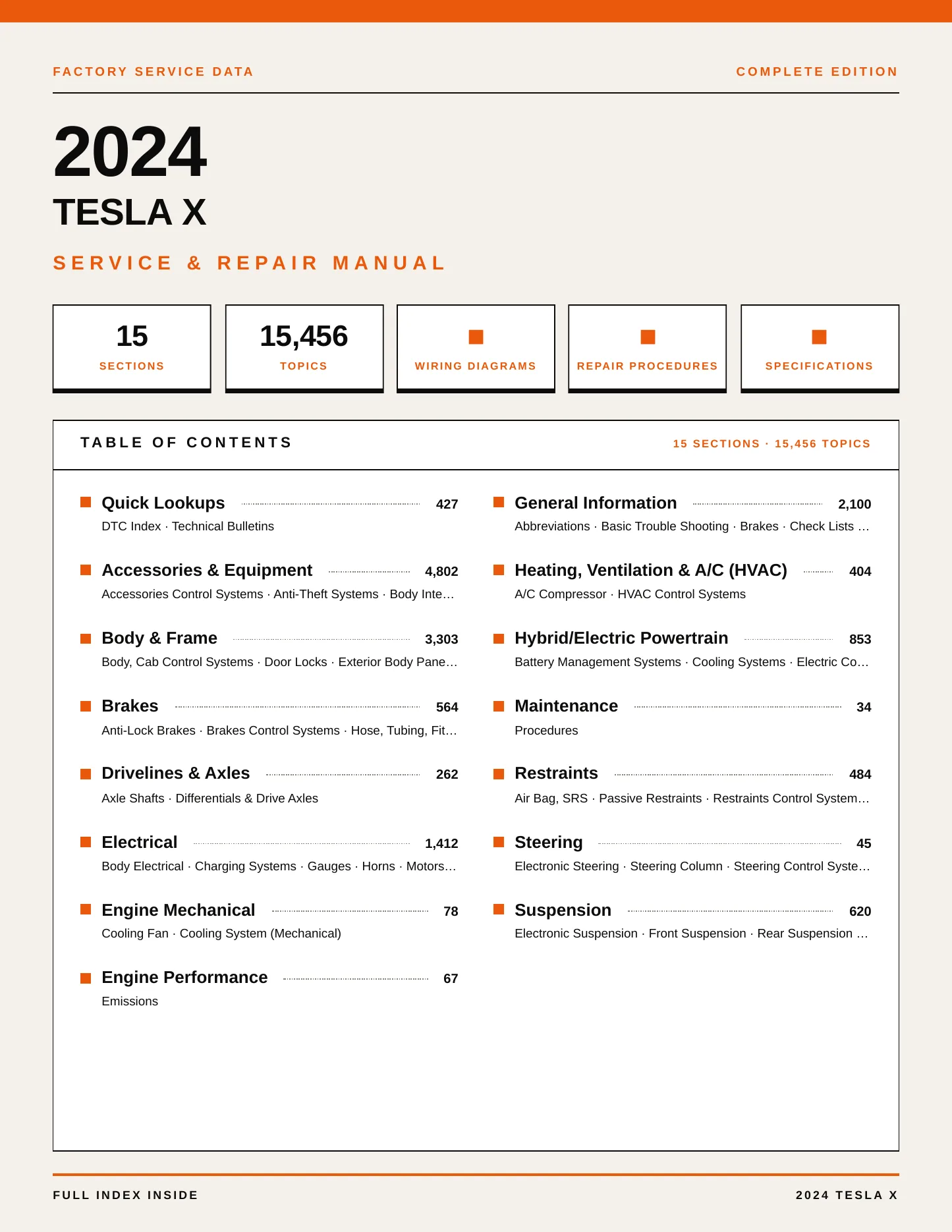 2024 Tesla X Service and Repair Manual preview page 1