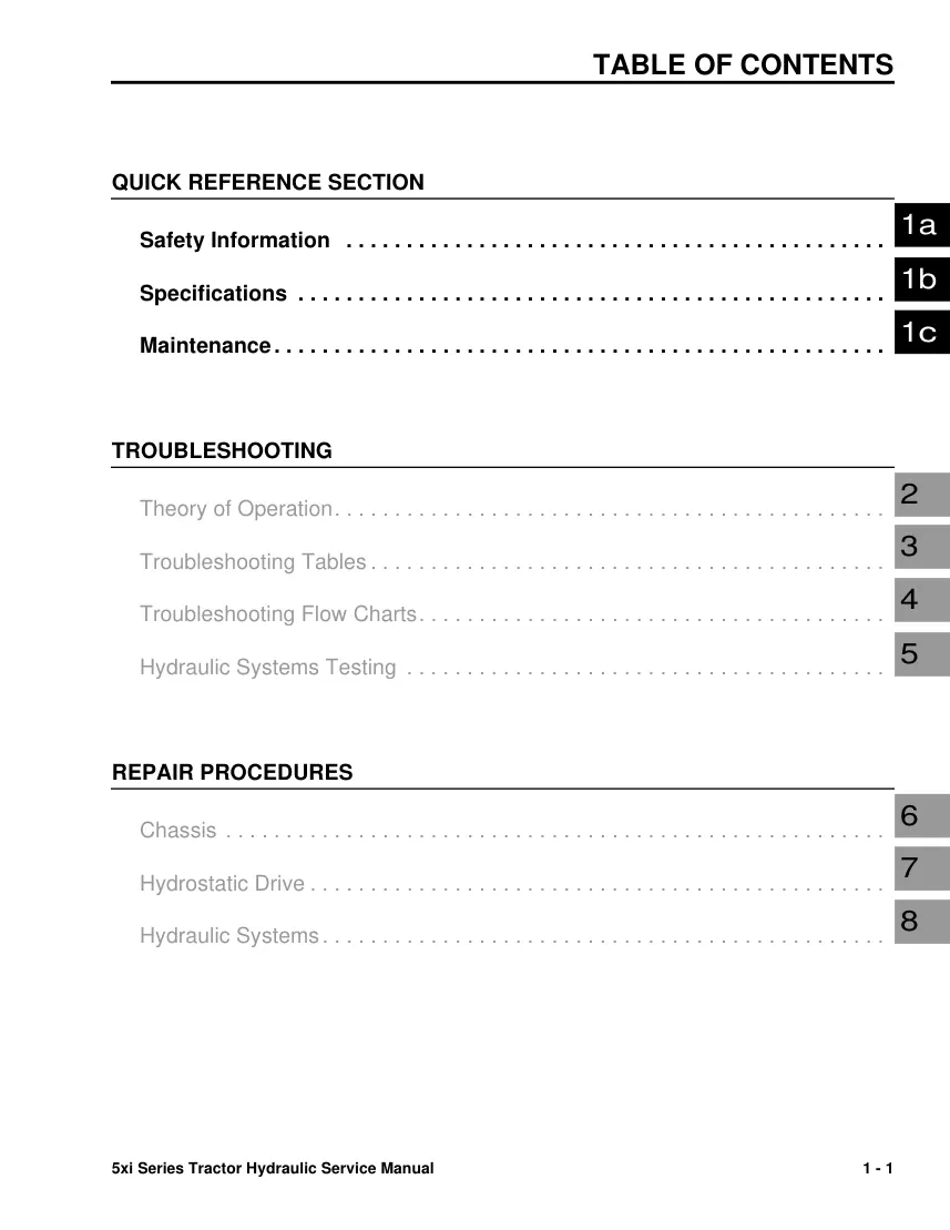 Toro 5XI Series Tractor Service & Repair Manual preview page 5