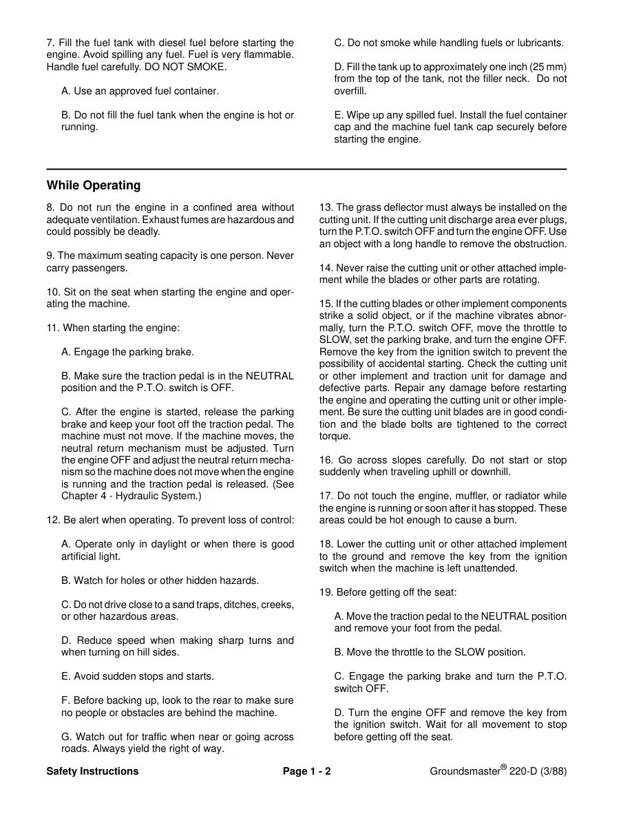 Toro Groundsmaster 220D 223D Riding Mower Service & Repair Manual preview page 6