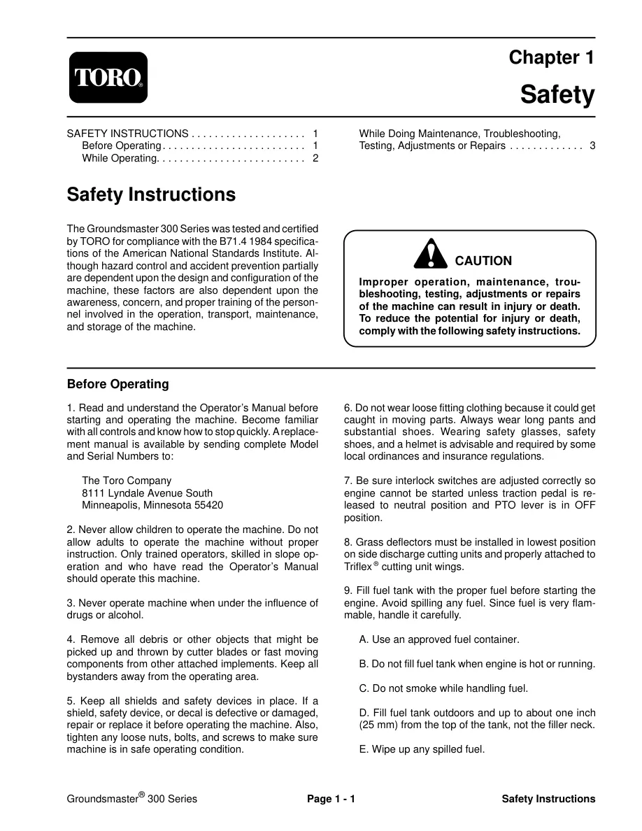 Toro Groundsmaster 345 Mower Service & Repair Manual preview page 5