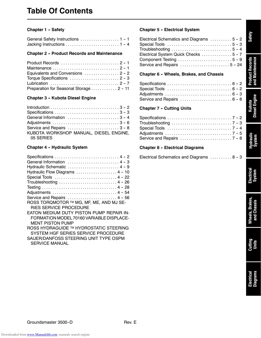 Toro Groundsmaster 3500-d Riding Mower Service & Repair Manual preview page 3