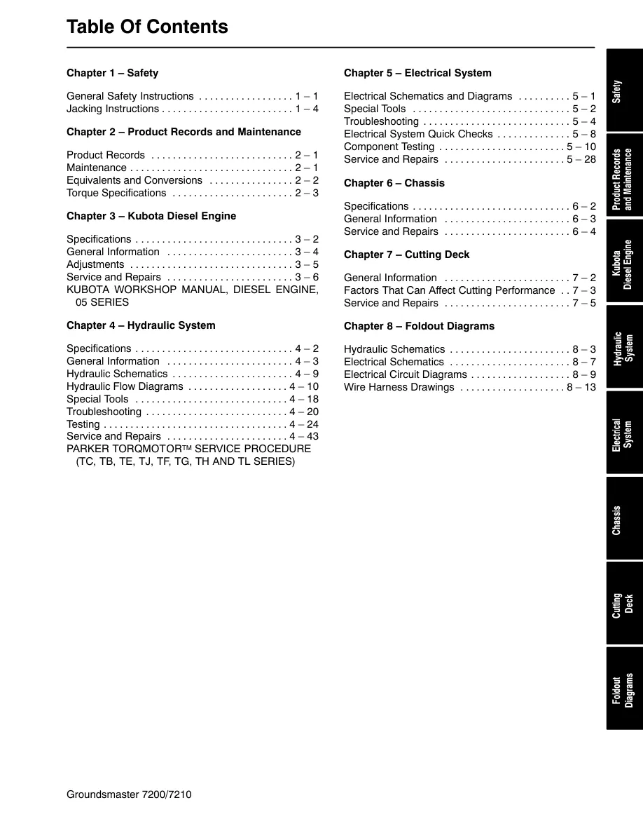 Toro Groundsmaster 7200 7210 Zero-Turn Mower Service & Repair Manual preview page 3