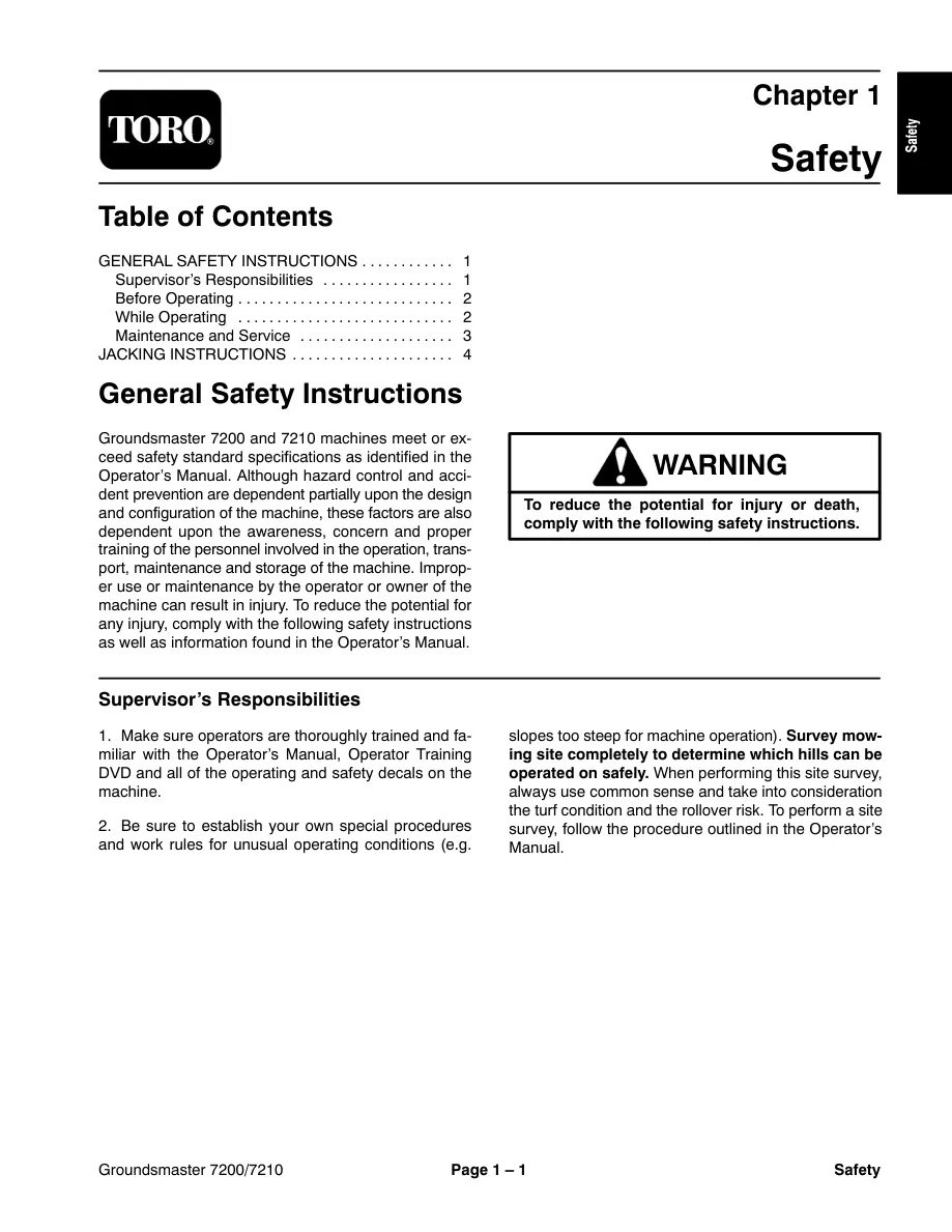 Toro Groundsmaster 7200 7210 Zero-Turn Mower Service & Repair Manual preview page 5