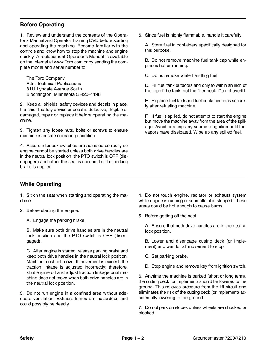 Toro Groundsmaster 7200 7210 Zero-Turn Mower Service & Repair Manual preview page 6