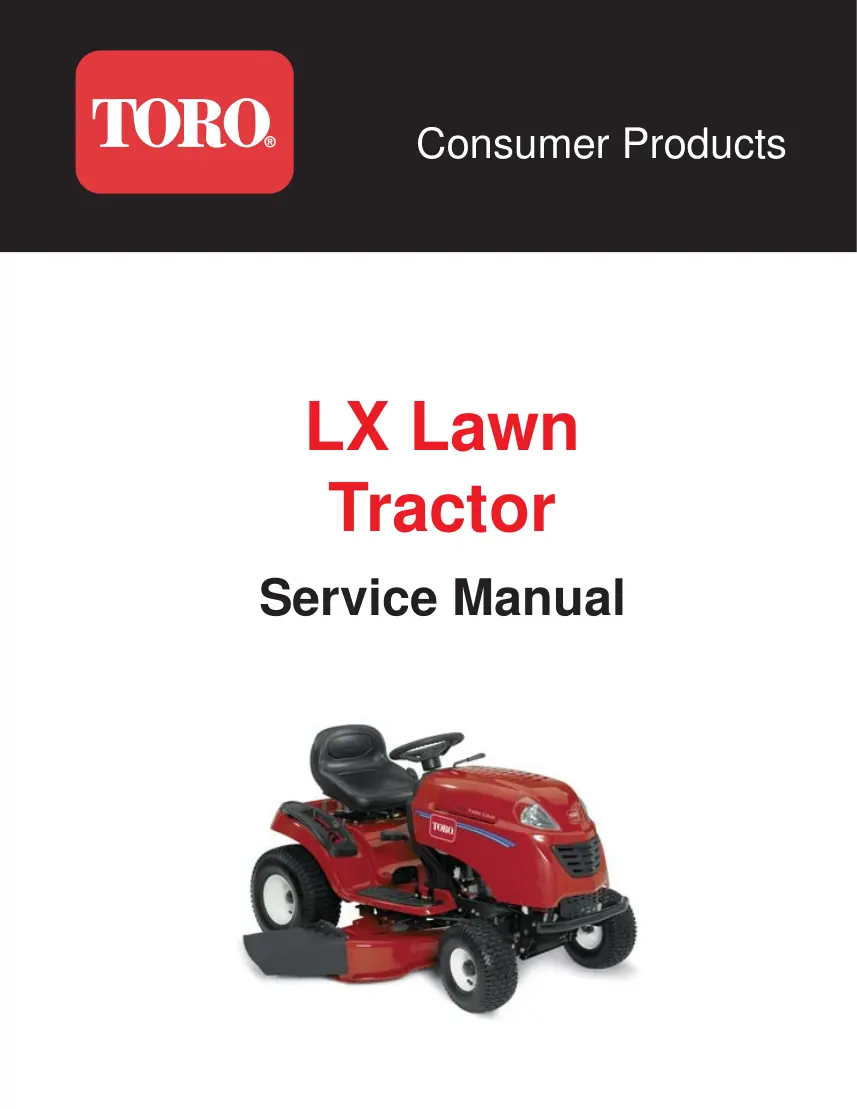 Toro LX 420 425 460 465 500 Lawn Tractor Service & Repair Manual preview page 1