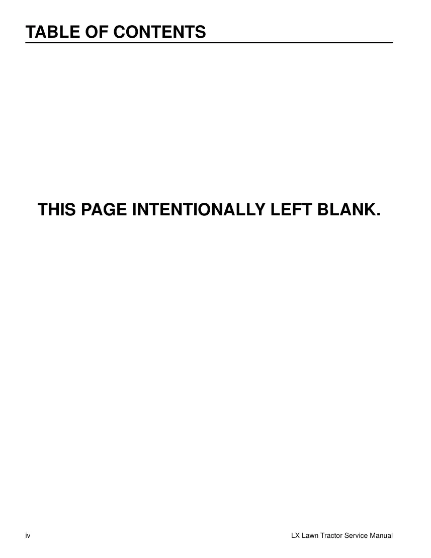 Toro LX 420 425 460 465 500 Lawn Tractor Service & Repair Manual preview page 6
