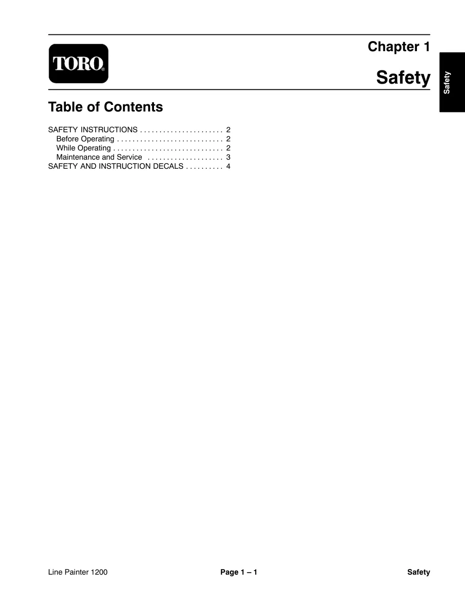 Toro Multi Pro 1200 1250 Sprayer Service & Repair Manual preview page 5