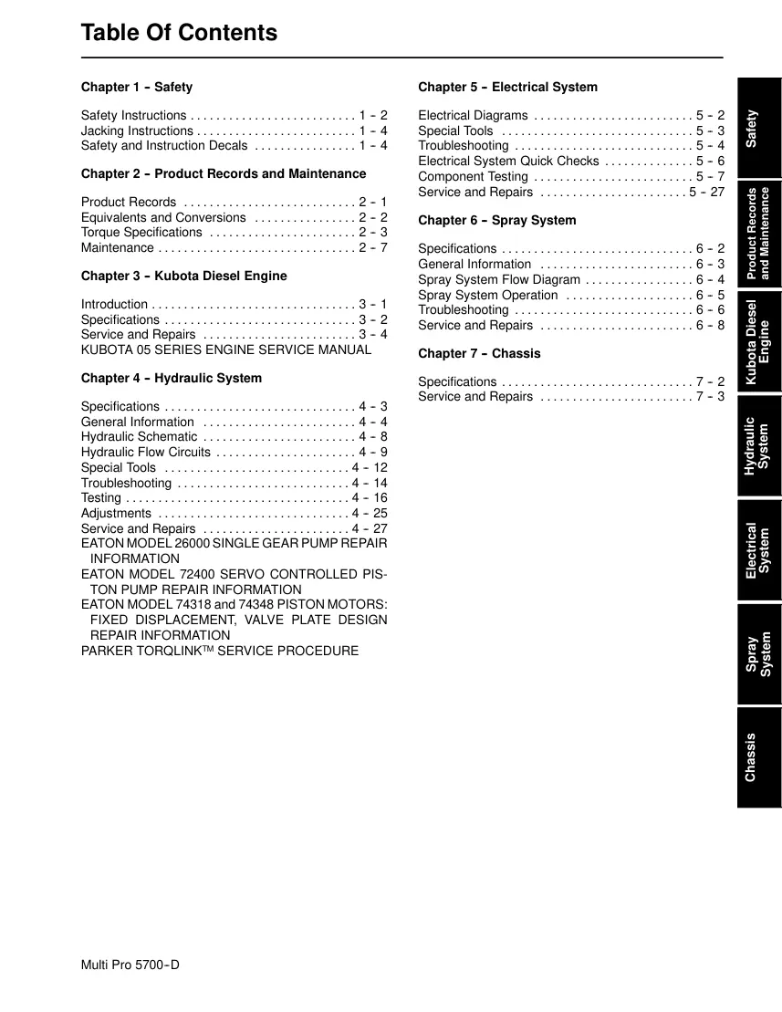 Toro Multi Pro 5700-D Sprayer Service & Repair Manual preview page 3