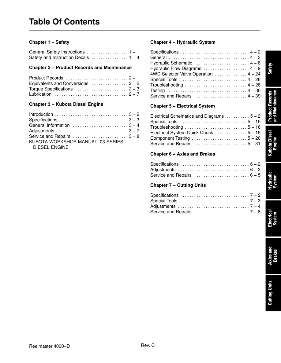 Toro Reelmaster 4000D Riding Mower Service & Repair Manual preview page 3