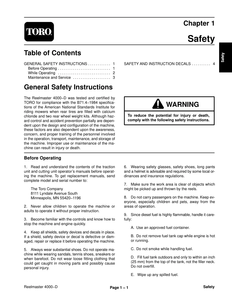 Toro Reelmaster 4000D Riding Mower Service & Repair Manual preview page 5