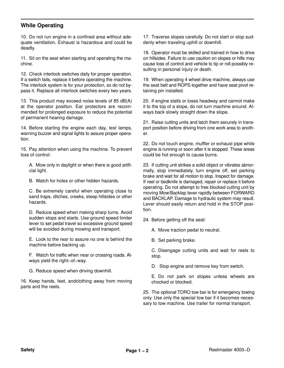 Toro Reelmaster 4000D Riding Mower Service & Repair Manual preview page 6