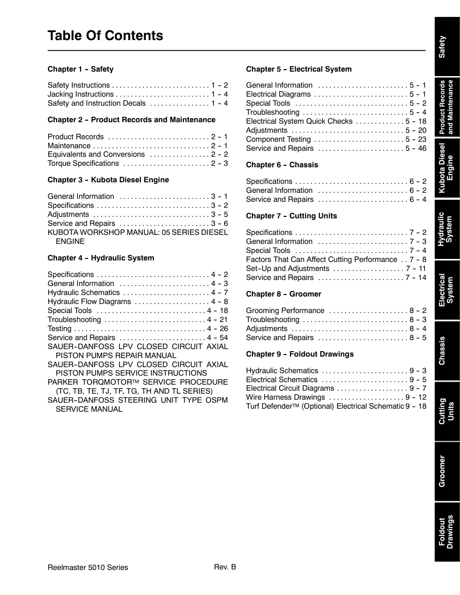 Toro Reelmaster 5210 5410 5510 5610 Mower Service & Repair Manual preview page 3