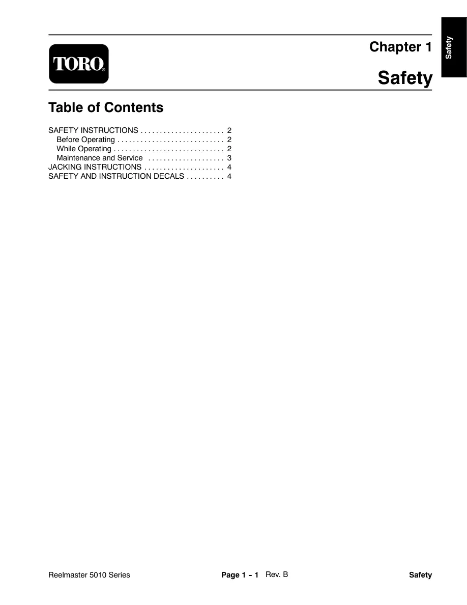 Toro Reelmaster 5210 5410 5510 5610 Mower Service & Repair Manual preview page 5