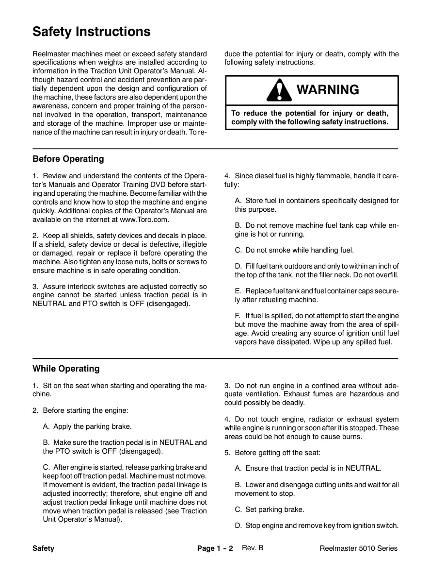 Toro Reelmaster 5210 5410 5510 5610 Mower Service & Repair Manual preview page 6
