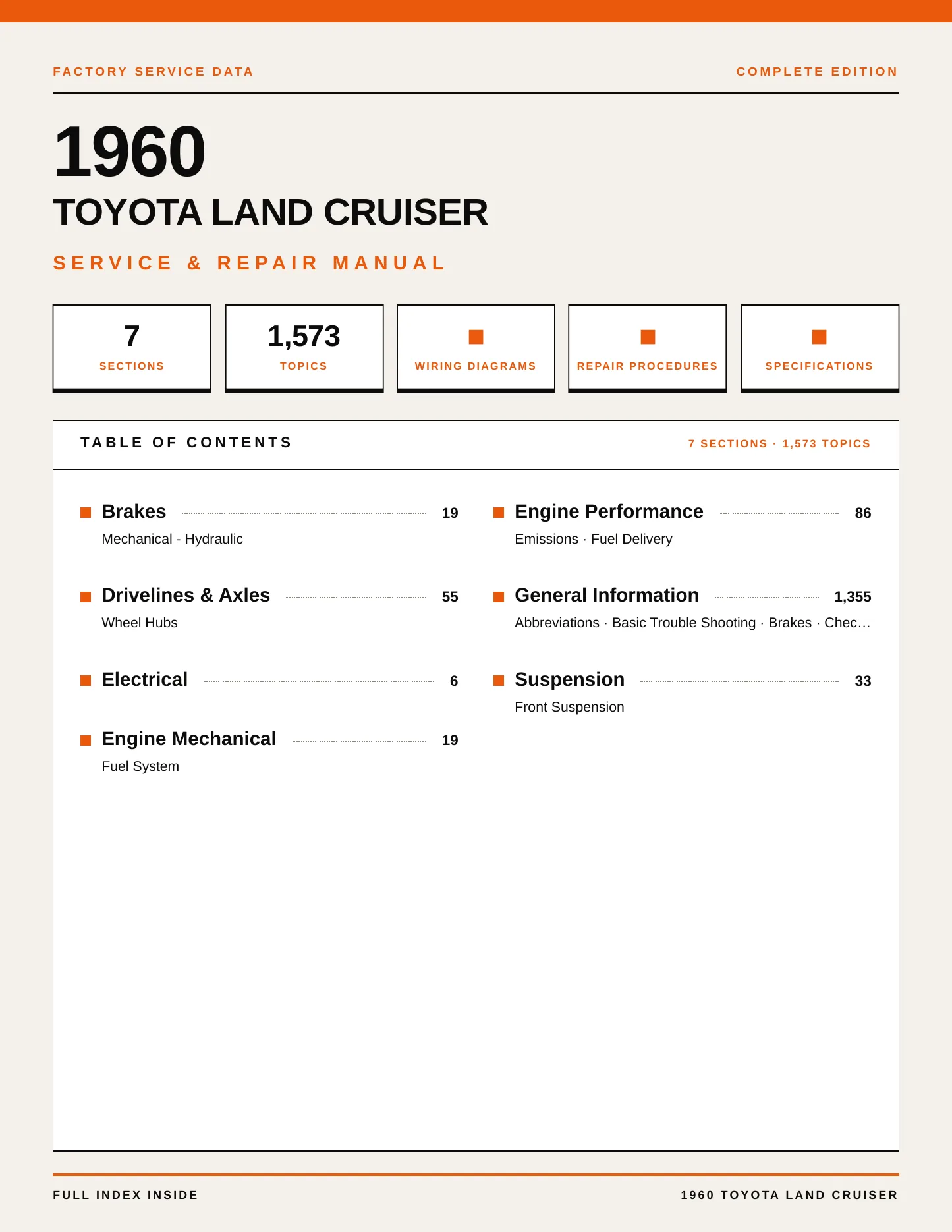 1960 Toyota Land Cruiser Service and Repair Manual preview page 1
