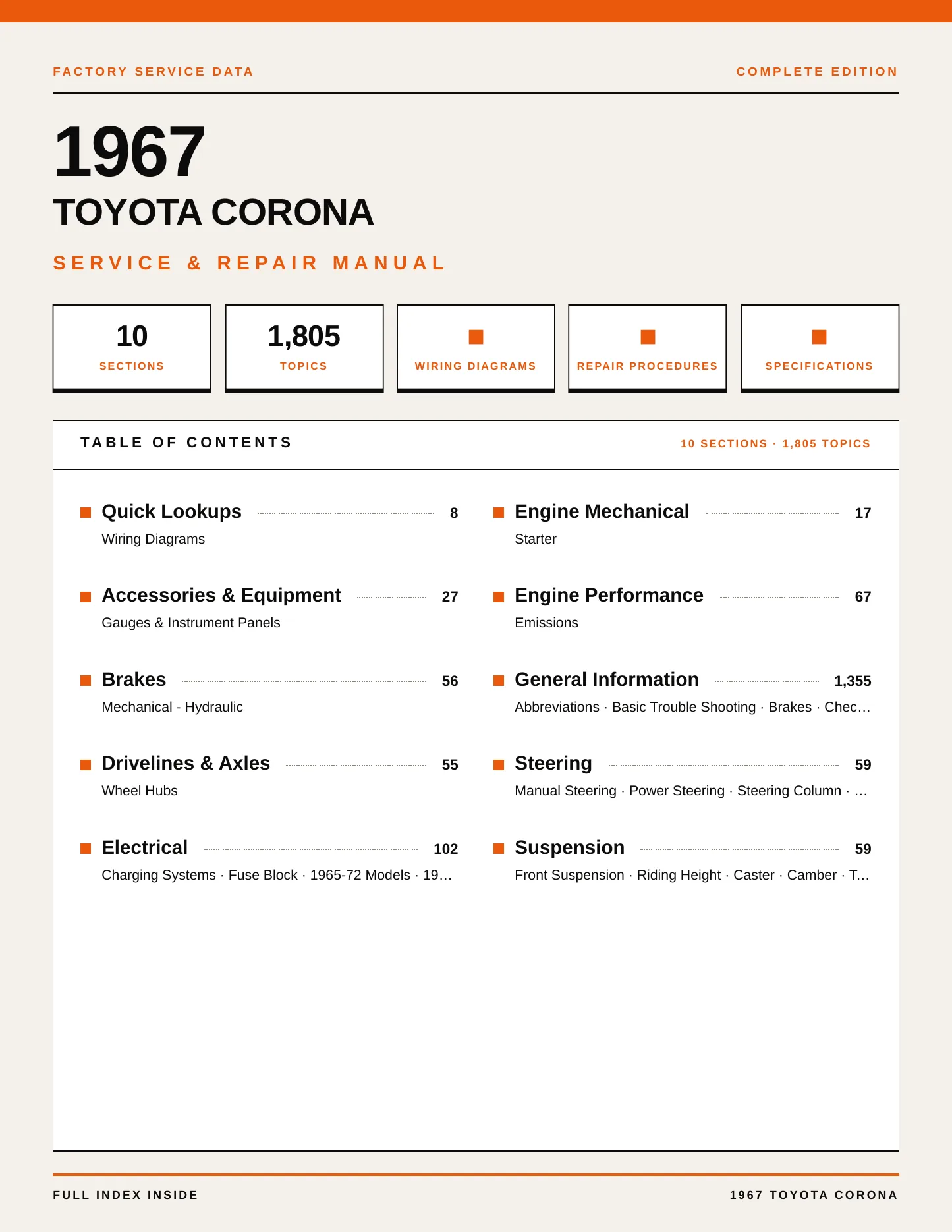 1967 Toyota Corona Service and Repair Manual preview page 1