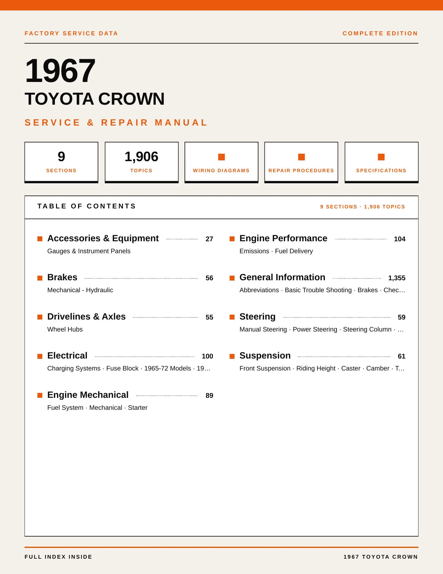 1967 Toyota Crown Service and Repair Manual preview page 1