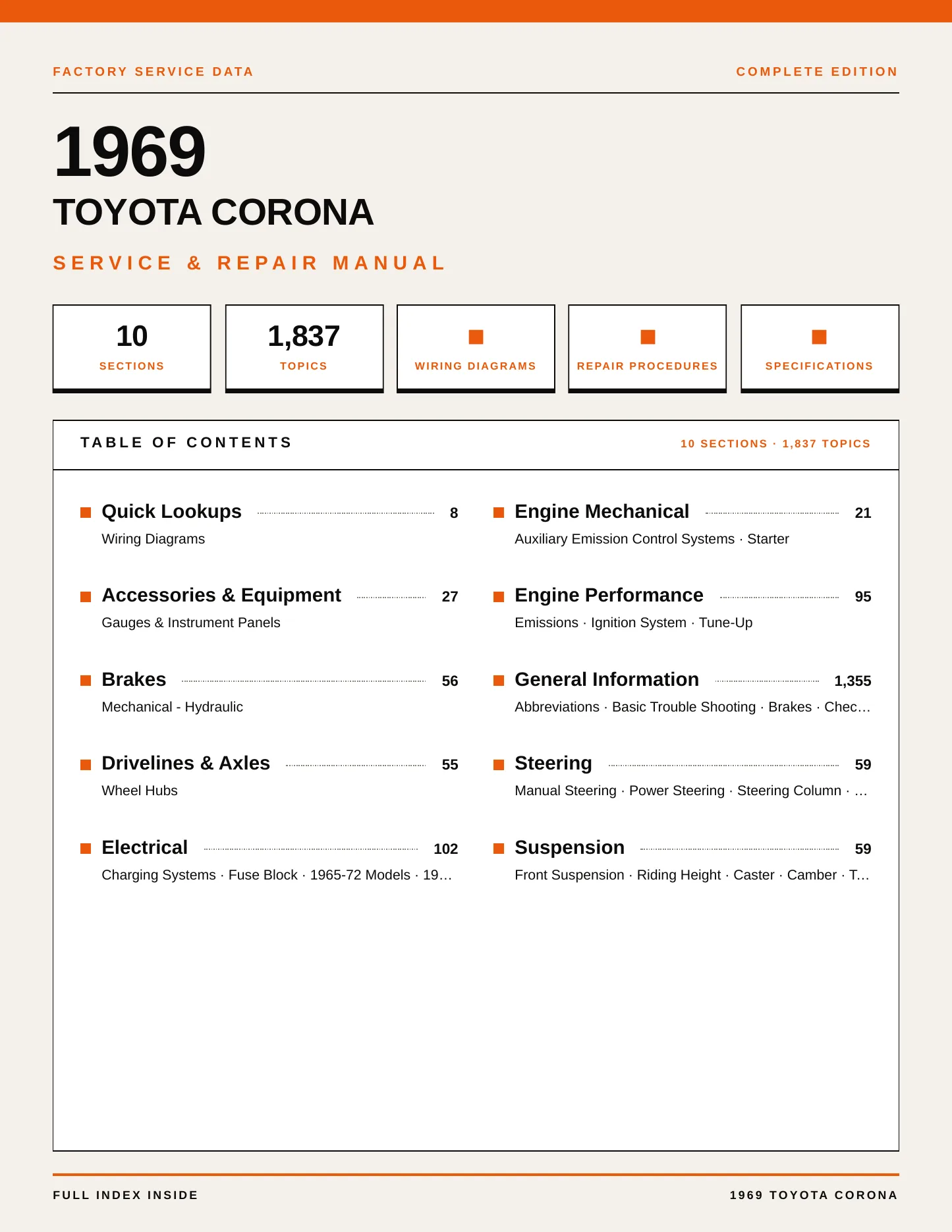 1969 Toyota Corona service manual page 1