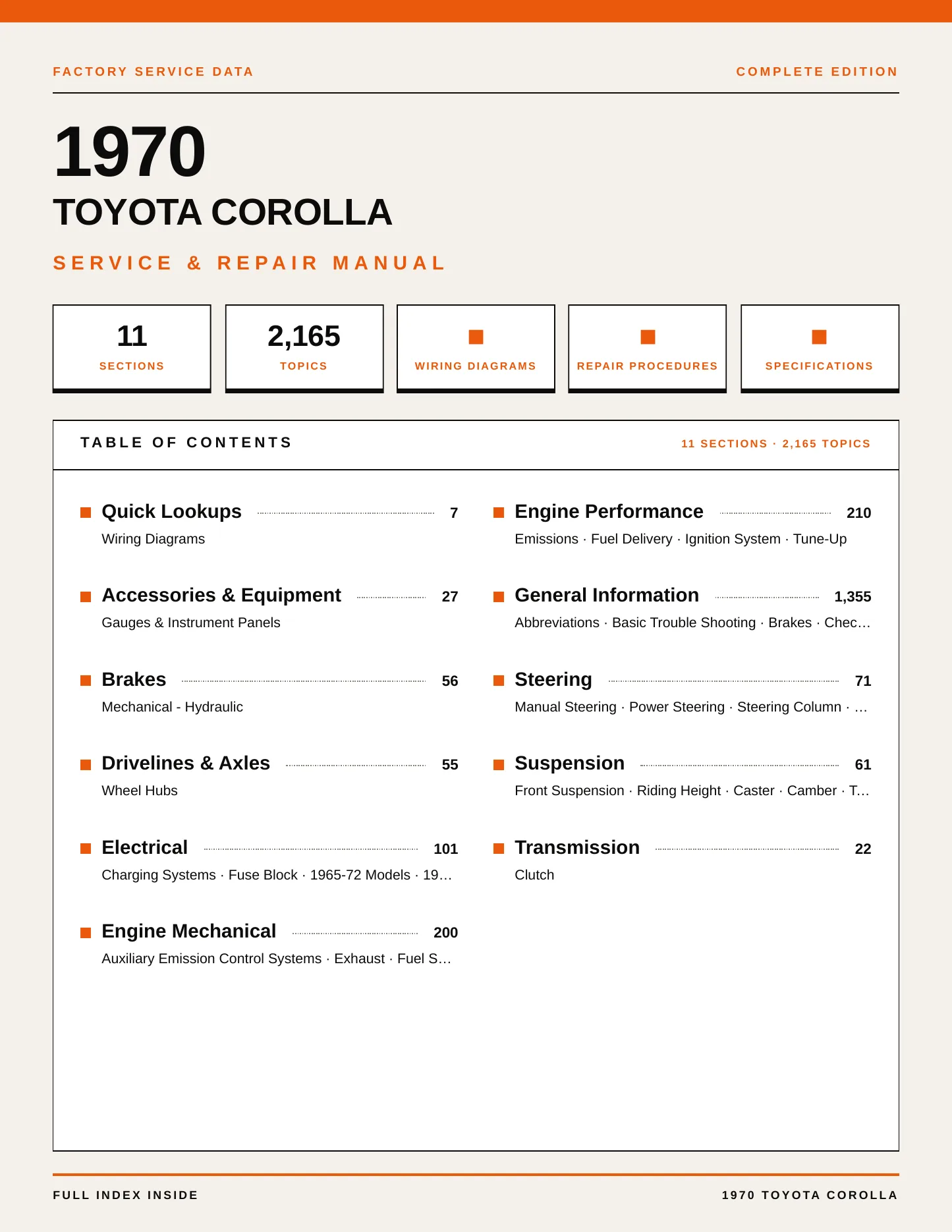 1970 Toyota Corolla Service and Repair Manual preview page 1