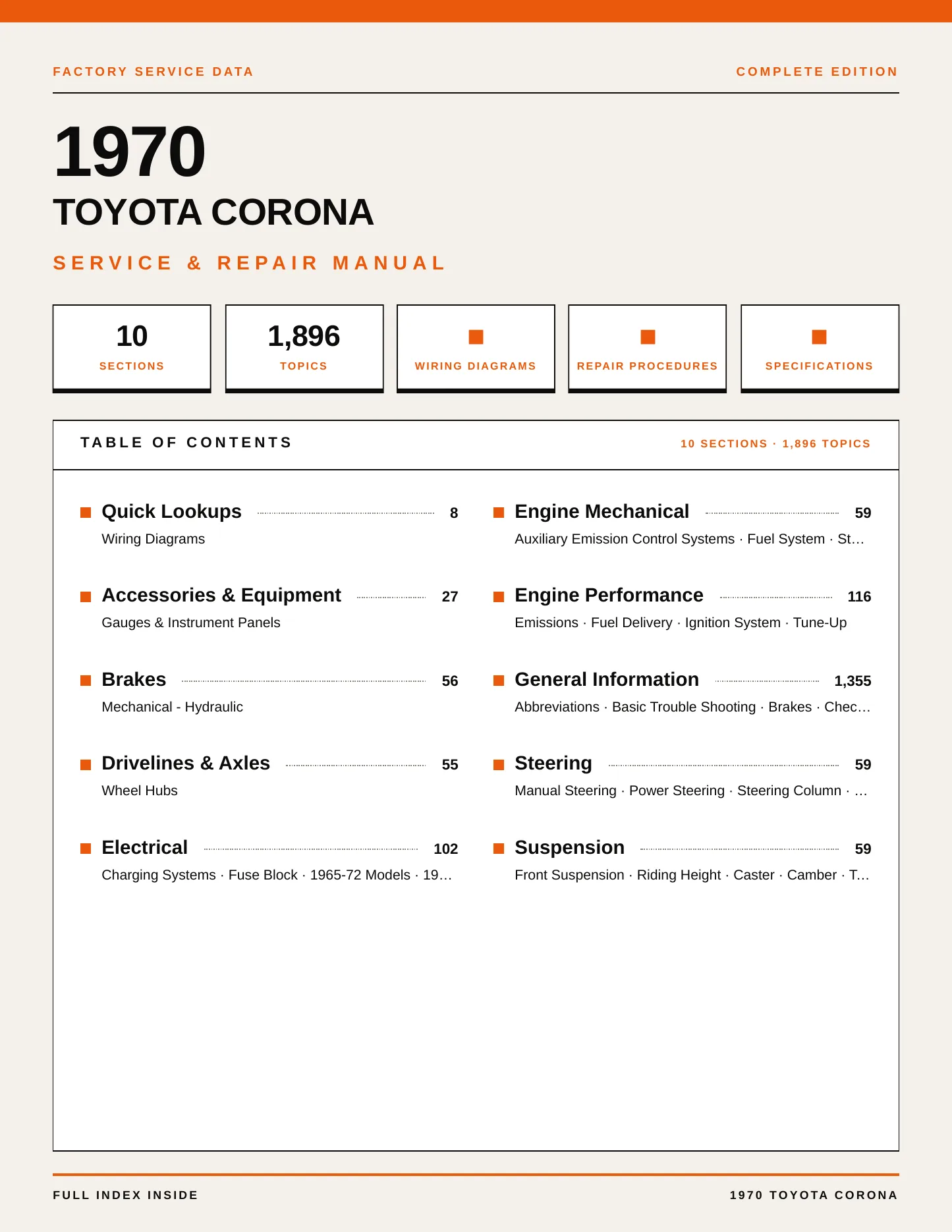 1970 Toyota Corona service manual page 1