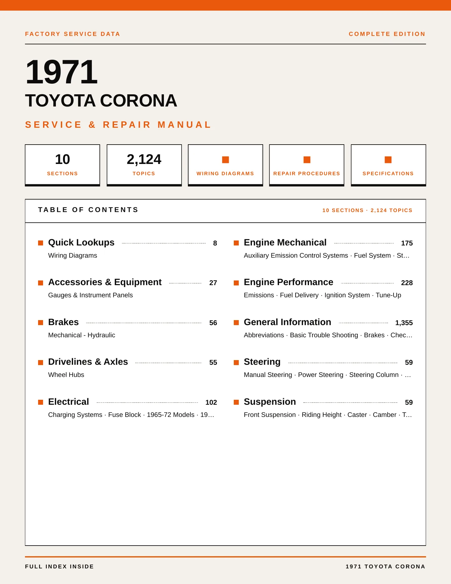 1971 Toyota Corona service manual page 1