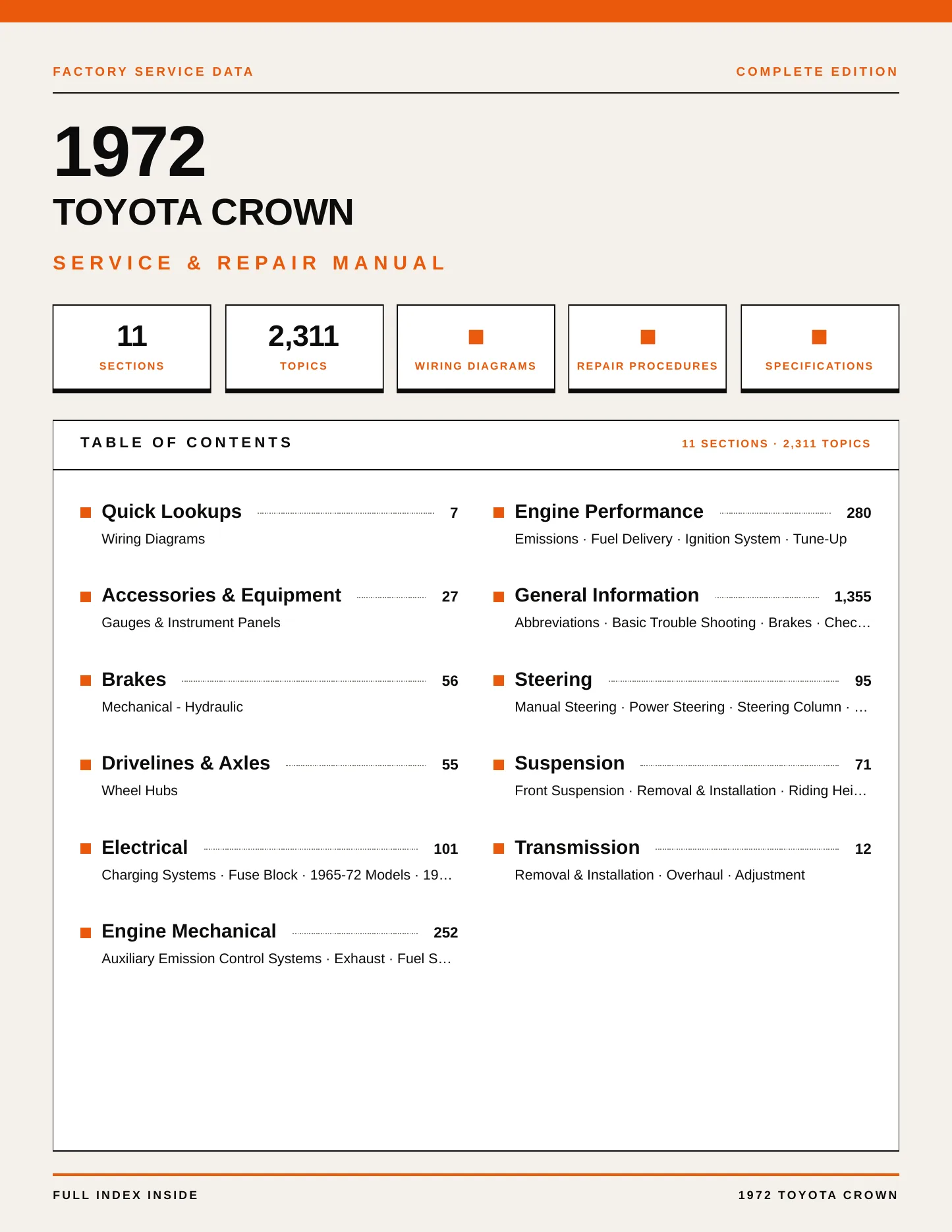 1972 Toyota Crown Service and Repair Manual preview page 1