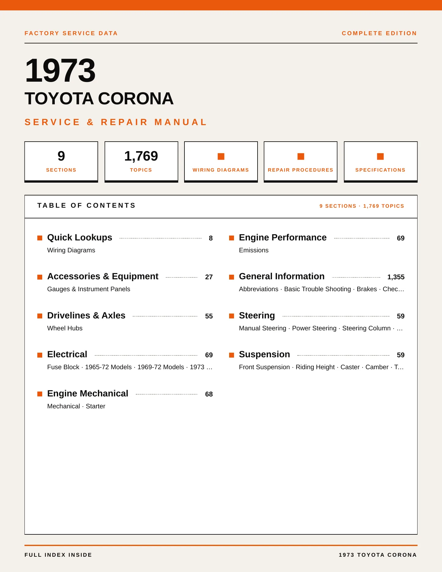 1973 Toyota Corona Service and Repair Manual preview page 1