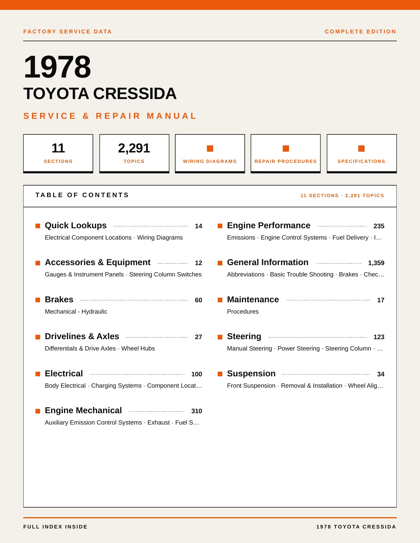 1978 Toyota Cressida Service and Repair Manual preview page 1