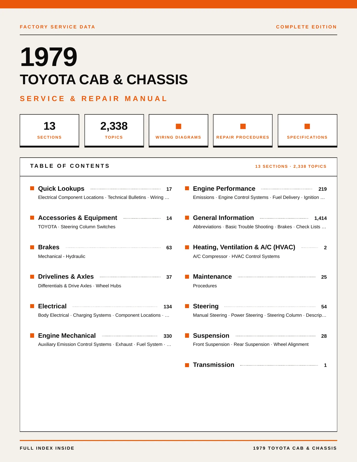 1979 Toyota Cab & Chassis Service and Repair Manual preview page 1