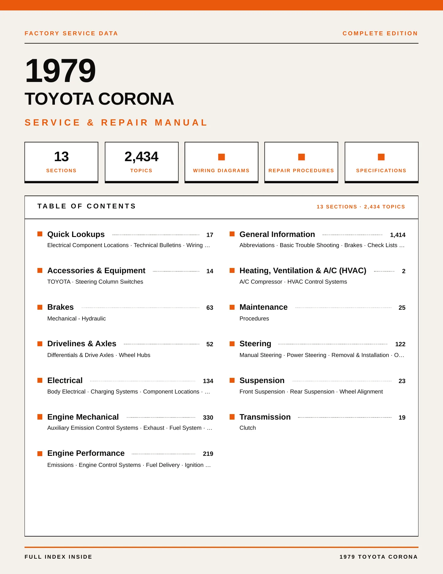 1979 Toyota Corona Service and Repair Manual preview page 1