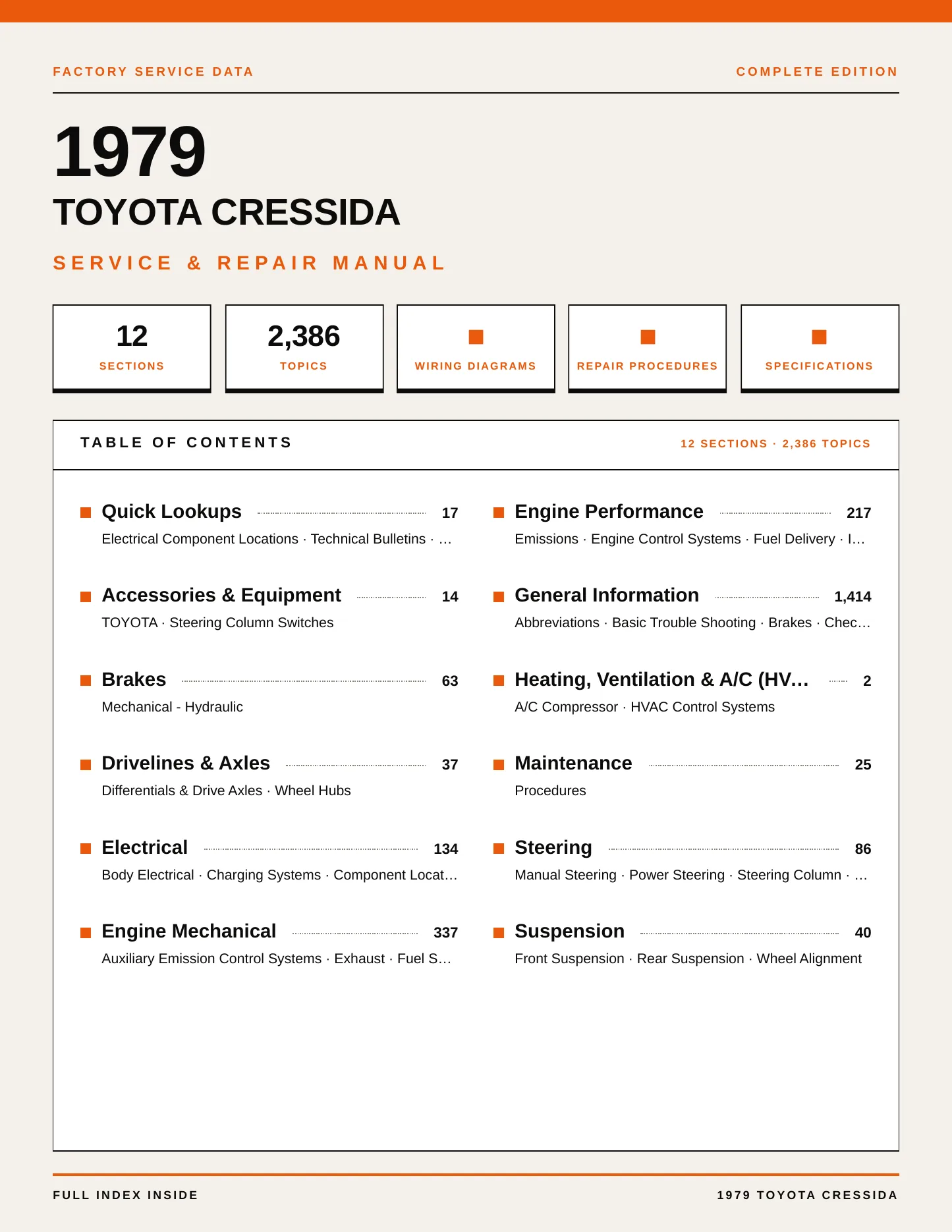 1979 Toyota Cressida Service and Repair Manual preview page 1