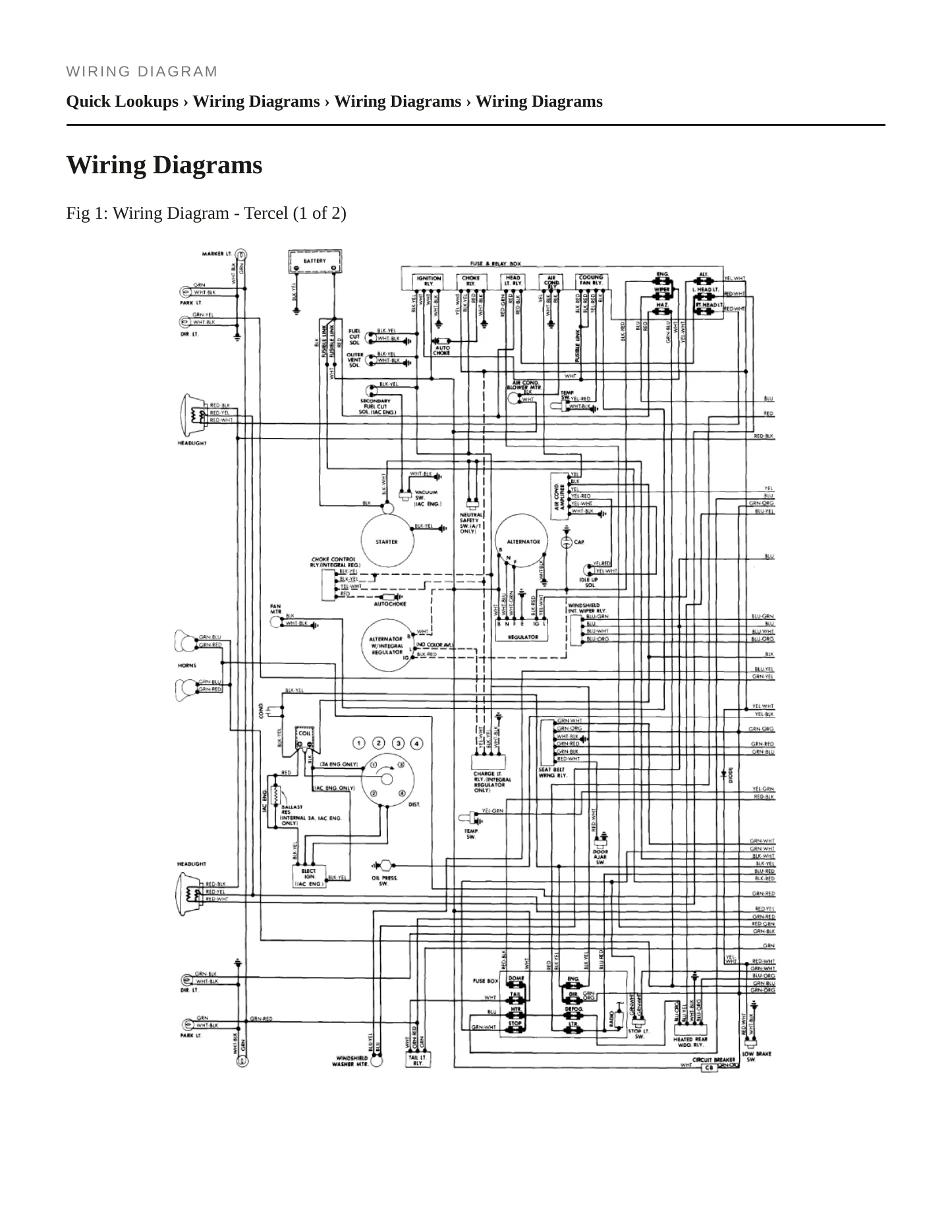 1980 Toyota Corolla Tercel Service and Repair Manual preview page 5