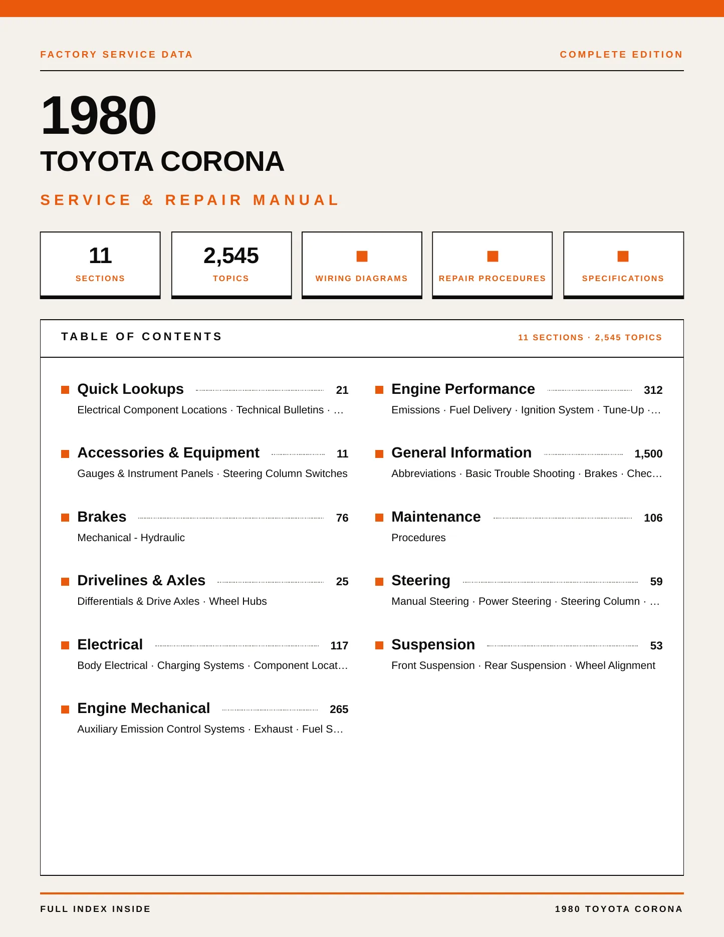 1980 Toyota Corona service manual page 1