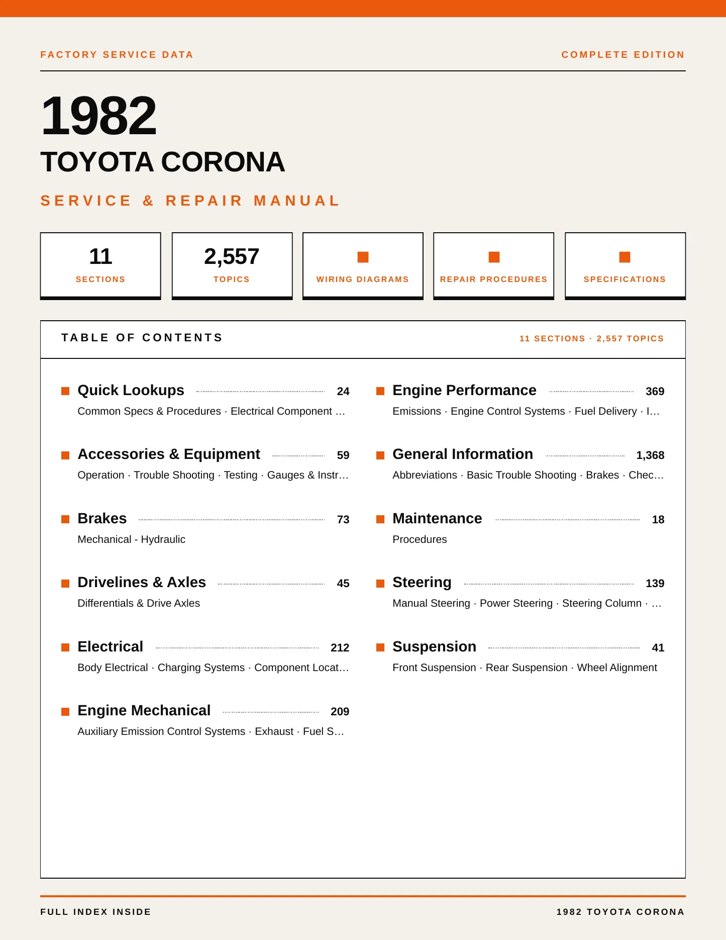 1982 Toyota Corona Service and Repair Manual preview page 1