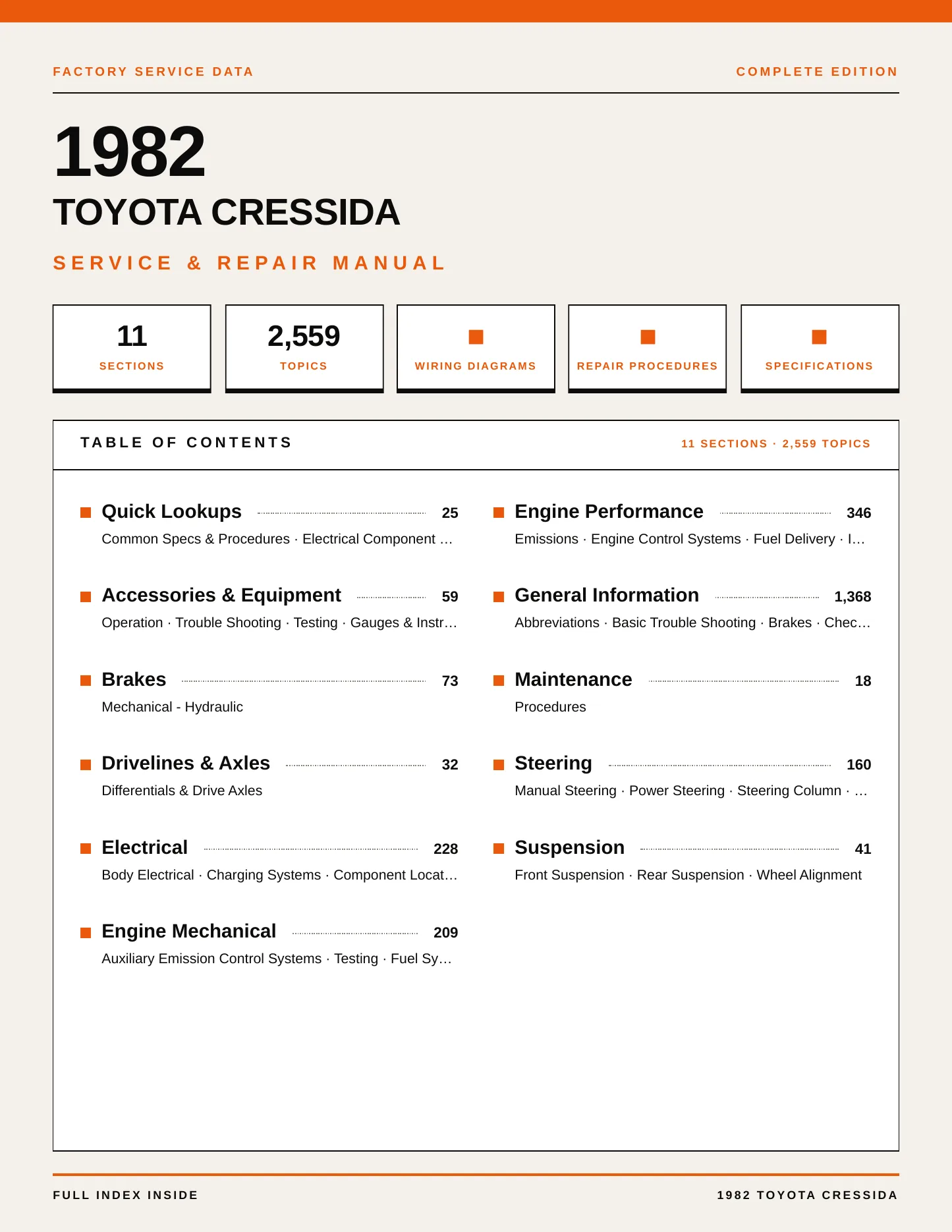 1982 Toyota Cressida Service and Repair Manual preview page 1