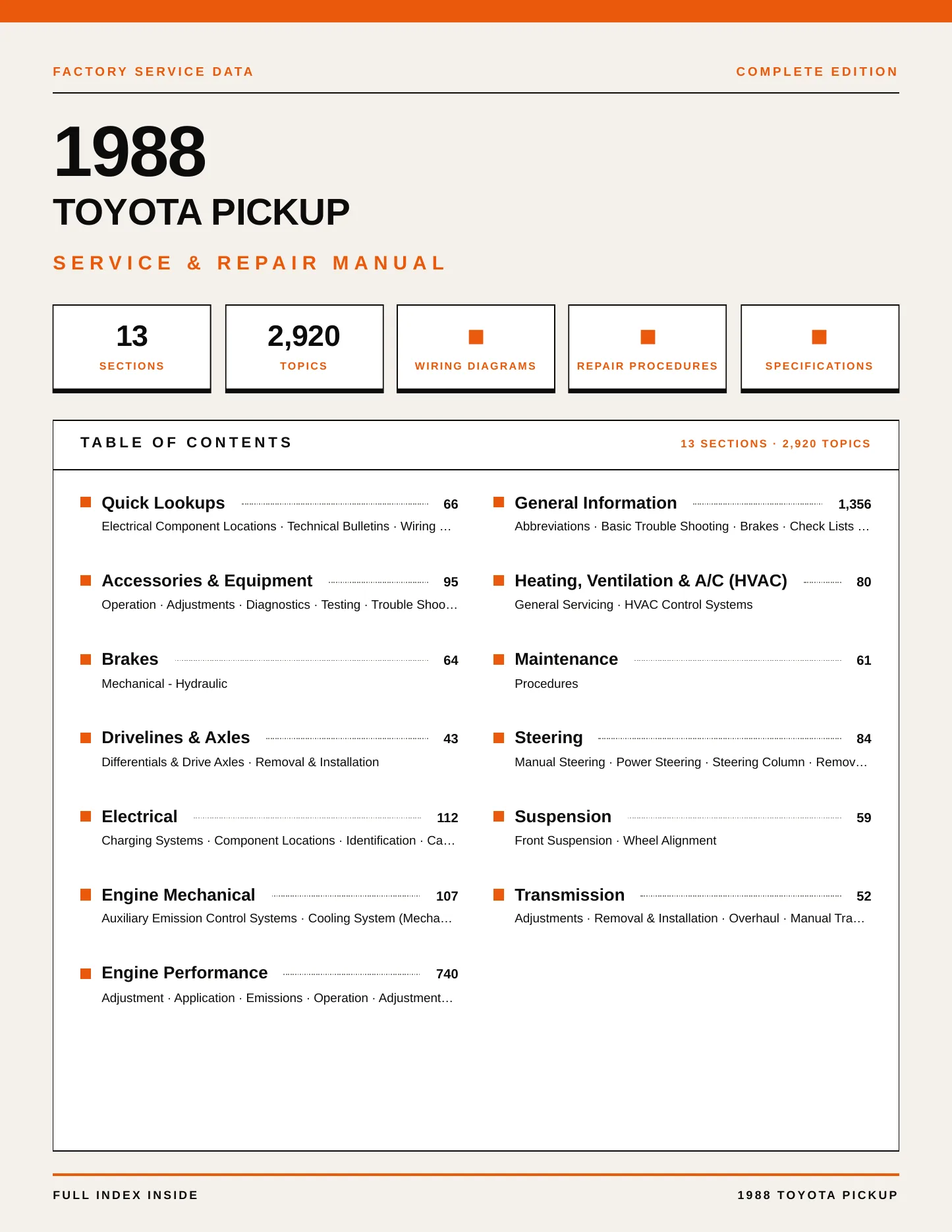 1988 Toyota Pickup service manual page 1