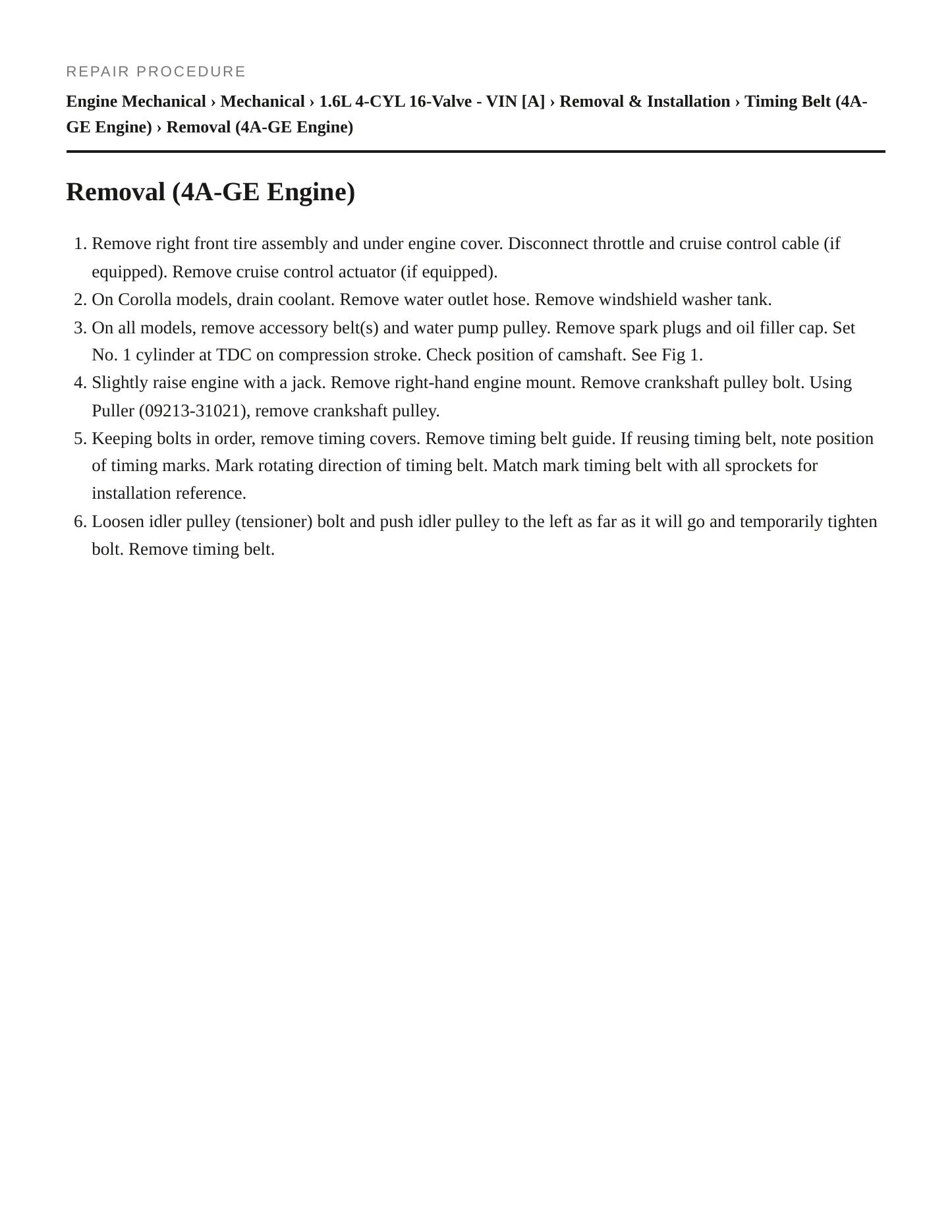 1990 Toyota Corolla Service and Repair Manual preview page 3