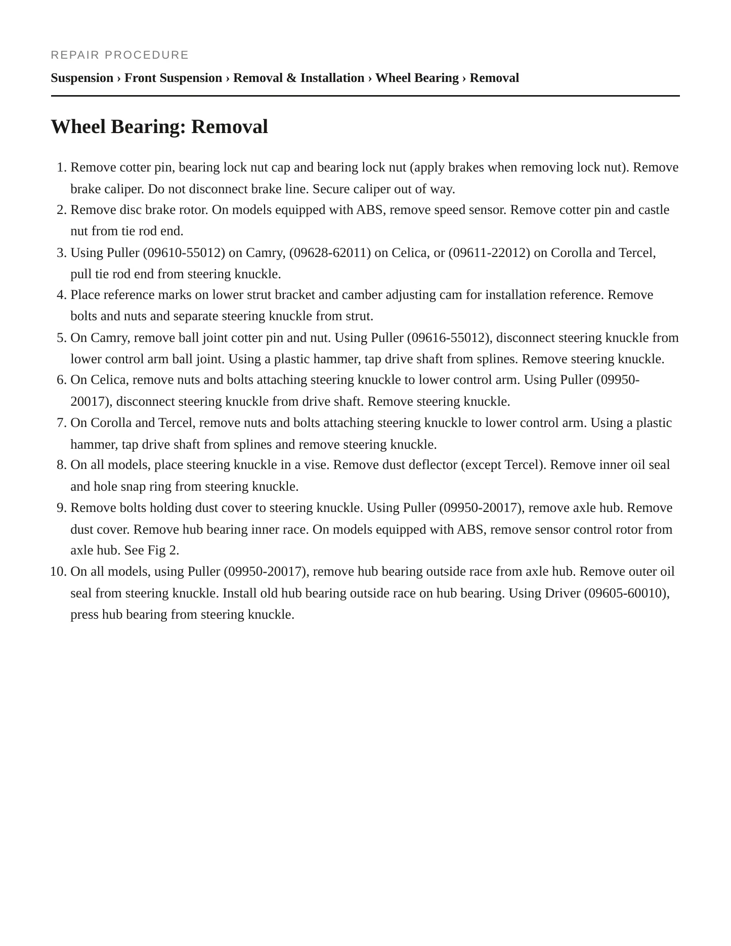 1990 Toyota Tercel Service and Repair Manual preview page 3