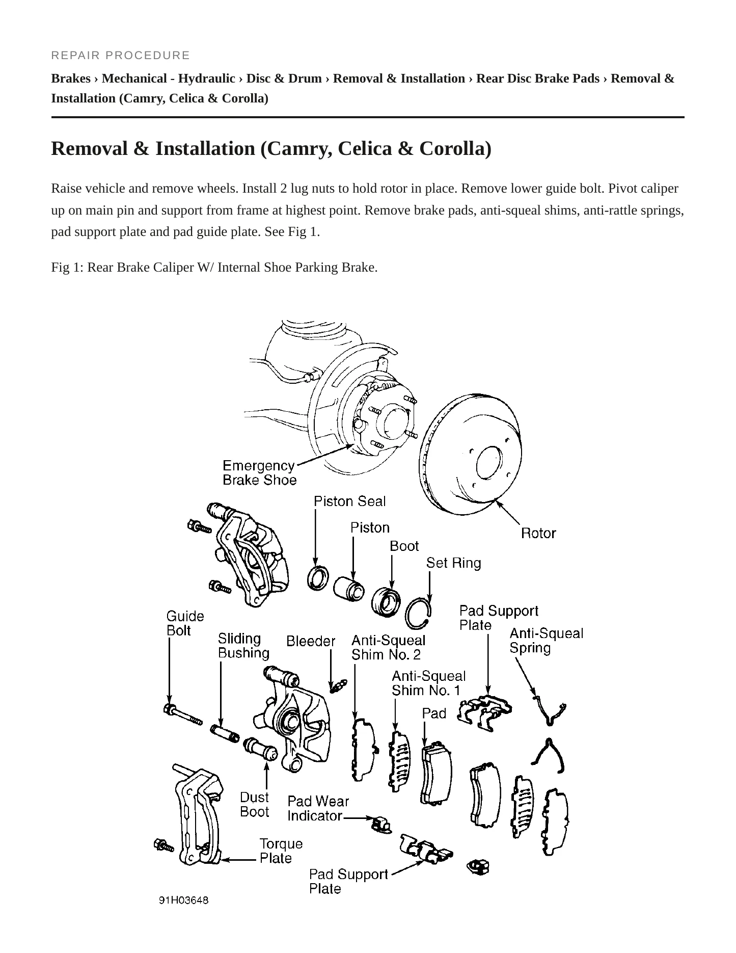 1991 Toyota Camry Service and Repair Manual preview page 3