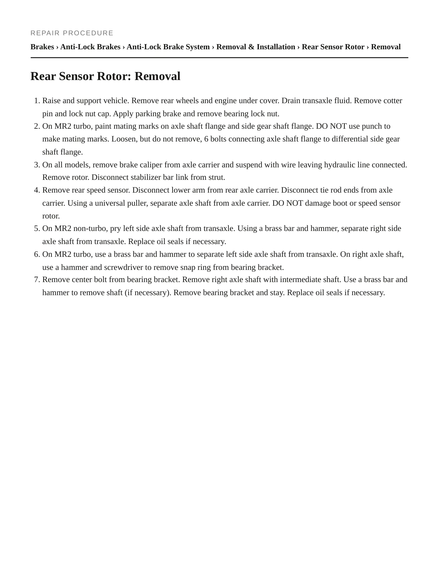 1992 Toyota MR2 Service and Repair Manual preview page 3